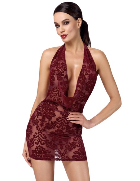 Mini robe dos nu en tulle floqué Kink Royal F385 - Noir Handmade